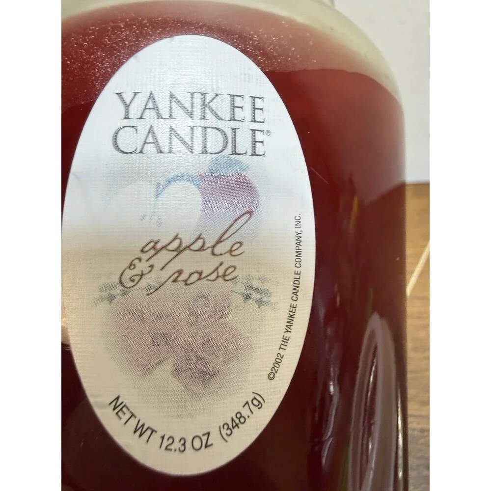 Apple & Rose Rare Retired Yankee Jar Candle 12.3 Oz Slight Burn Heavy Scent